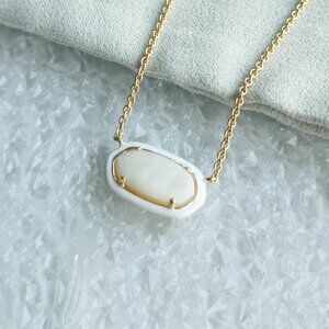 Kendra Scott - Elisa Gold Ivory Mix Enamel Framed Necklace - new